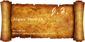 Jeges Henrik névjegykártya